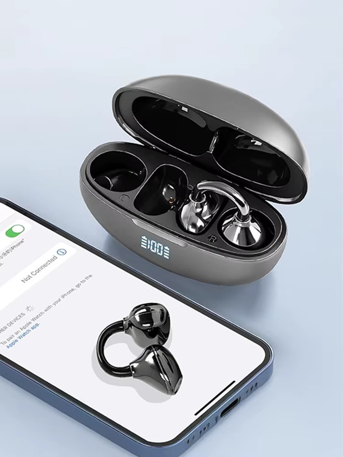 UYUXIO Kabellose Open-Ear-Kopfhörer Bluetooth 5.4 Clip-on-Ohrhörer in Schwarz für Sport und Training - Bild 5