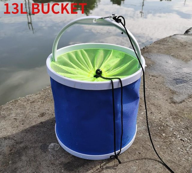 Multifunktionaler Klappeimer mit Netz von Yiran Furniture in Blau, erhältlich in 9L, 11L oder 13L - Bild 1