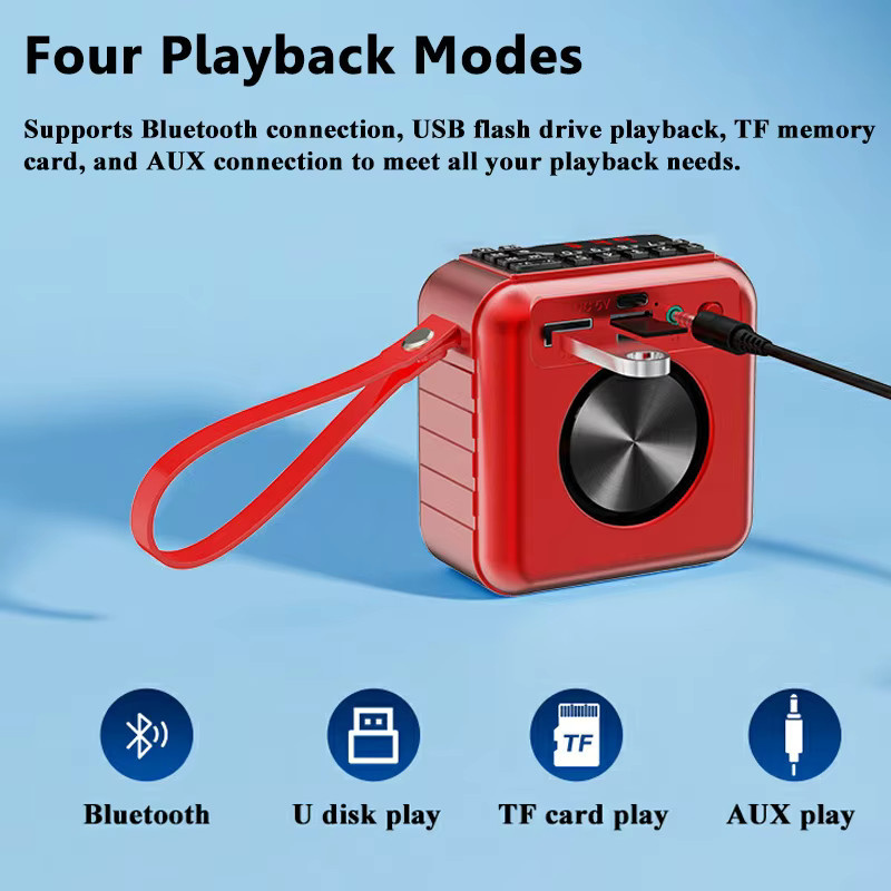 JINSERTA Mini Tragbarer Bluetooth-Lautsprecher mit HiFi-Klang, TWS-Funktion, Display und USB-Anschluss, Grün - Bild 3