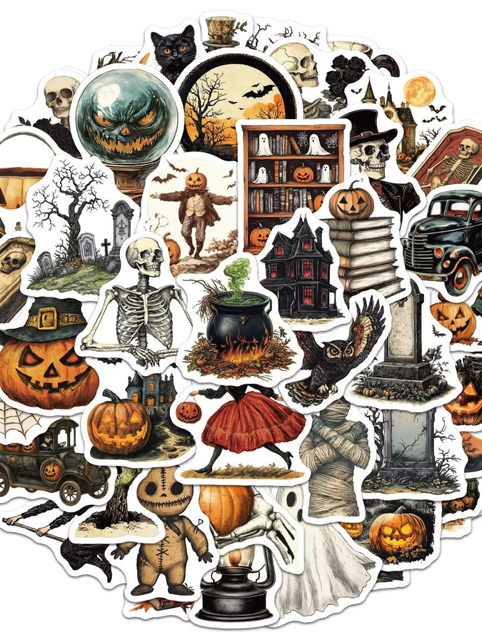 50-teiliges Set Horror-Halloween-Aufkleber, multicolor - Bild 4