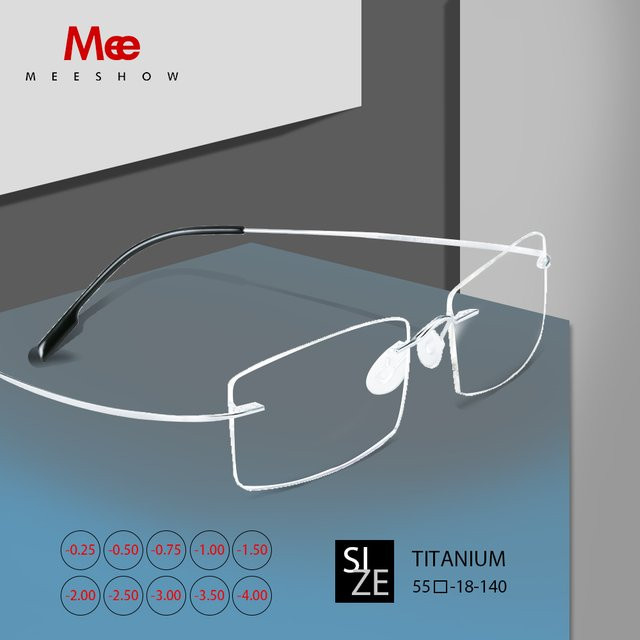 Meeshow Korrektionsbrille, randlos, rechteckig, Titan, silber, Unisex - Bild 1