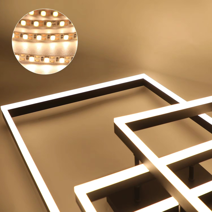 Cliheet LED-Deckenleuchte Schwarz, quadratisches Design aus Acryl, dimmbar mit Fernbedienung, 84W, CCT 3000K-6000K - Bild 5