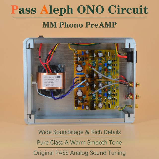 Aleph Ono Sound Pure Class A Phono-Vorverstärker in Silber für Hi-Fi Vinyl-Plattenspieler mit RIAA-Einstellung und Low-Noise-Technologie - Bild 1