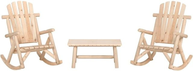 vidaXL 3-tlg Garten-Lounge-Set aus Massivholz Fichte in Beige mit Sesseln und Couchtisch - Bild 1