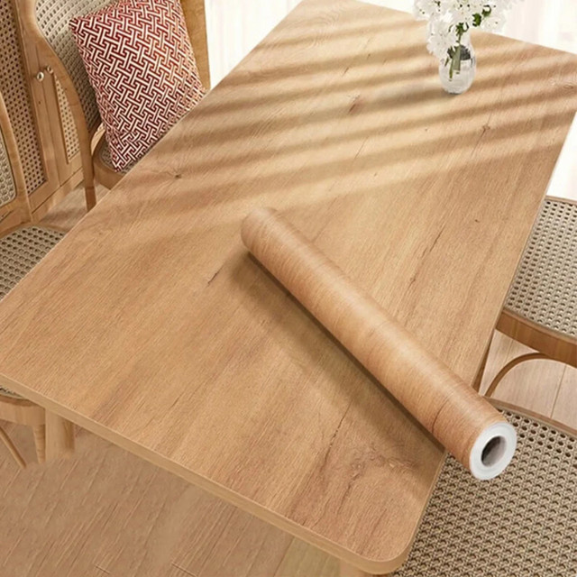 Wasserdichte selbstklebende Vinyl-Dekorfolie von Wokhome in Holzmaserung, Farbe Braun, PVC-Möbelfolie für deine Inneneinrichtung - Bild 1