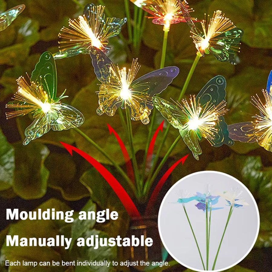 Wasserdichte Solar LED Schmetterling Gartenleuchten mit Glasfaseroptik und RGB Multicolour Licht zur Dekoration von Rasen und Garten - Bild 2