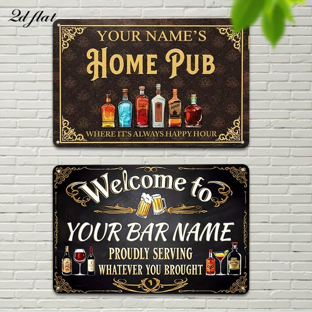 Personalisiertes Retro-Bar-Metallschild von CIFBUY in Rot als dekoratives Aluminiumschild für Zuhause, Café oder Restaurant - Bild 1
