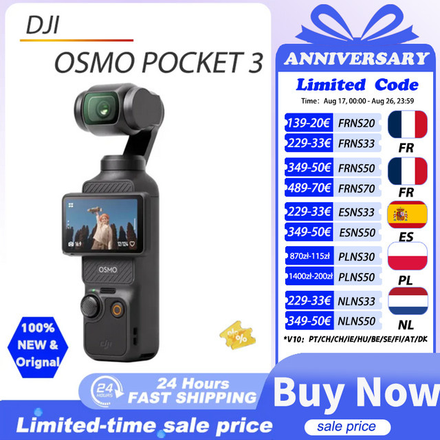 DJI Osmo Pocket 3 Action Camera mit 1-Zoll-Sensor, 2-Zoll-Drehbildschirm und 3-Achsen-mechanischer Bildstabilisierung in Schwarz - Bild 1