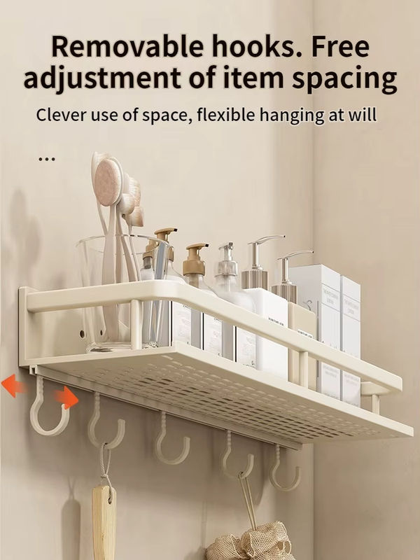 YUNJIEYA Eckregal zur Wandmontage für Badezimmer und Küche, Weiß/Grau/Schwarz - Bild 5