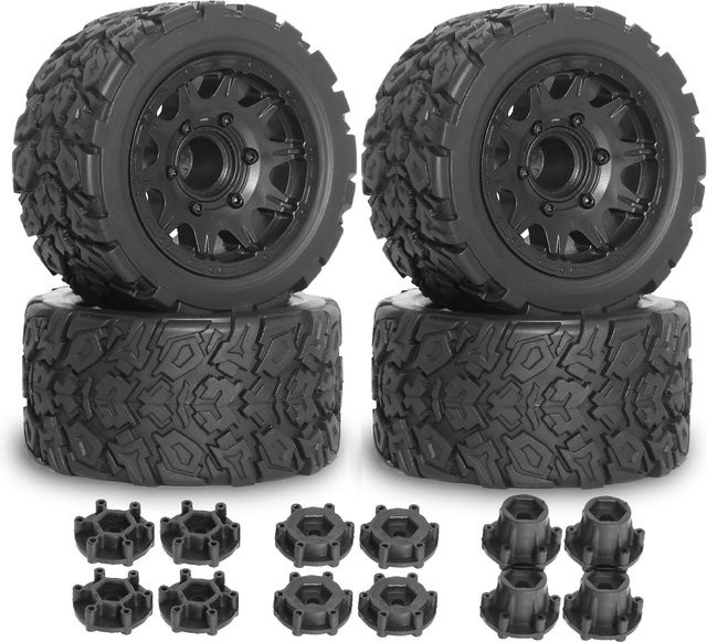 RS RC LKW-Reifen und Räder, 4er-Set, 12 mm 14 mm Sechskant - Bild 1