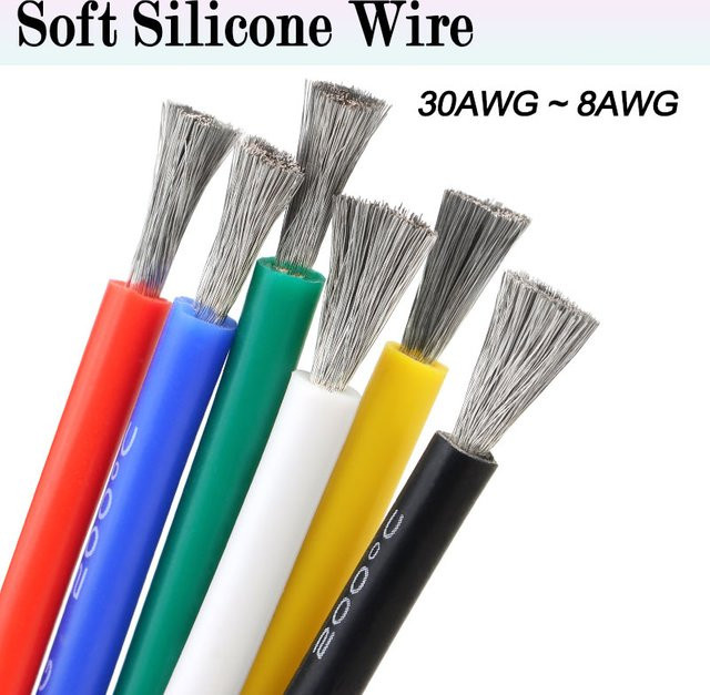 Flexibles Silikonkabel aus Kupfer für Hochtemperatur-Anwendungen, gelb, 30AWG bis 8AWG, Länge 3m bis 10m - Bild 1