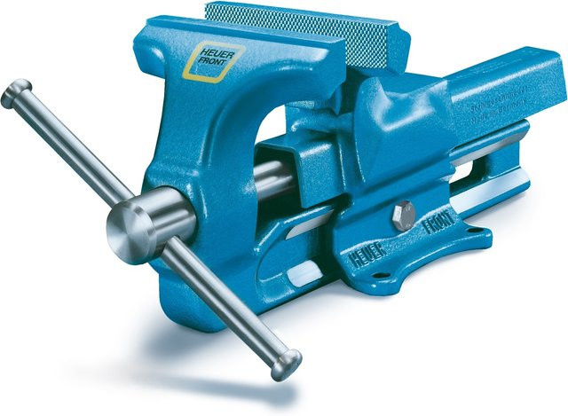Heuer Parallelschraubstock aus Stahl mit Amboss und Trapezgewinde, Backenbreite: 160 mm, Farbe: Blau - Bild 1