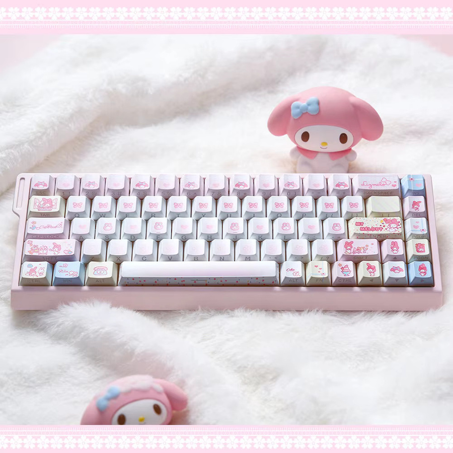 Sanrio Melody Tastenkappen-Set in Rosa, Cherry Profile PBT+PC Keycaps für mechanische Tastaturen MX 61/68/96/104 - Bild 3