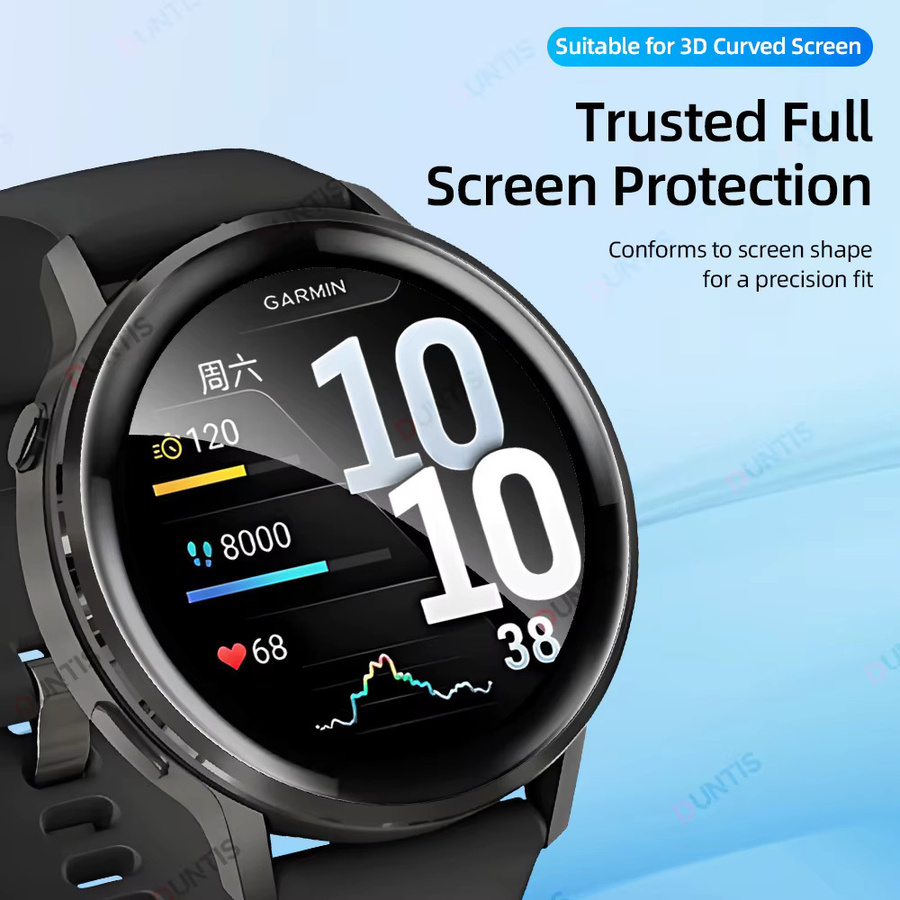 DUNTIS Displayschutzfolie für Garmin Venu 4 45 mm und 41 mm, 3D-gebogener Ultra-HD-Schutz mit vollständiger Abdeckung, transparent - Bild 3
