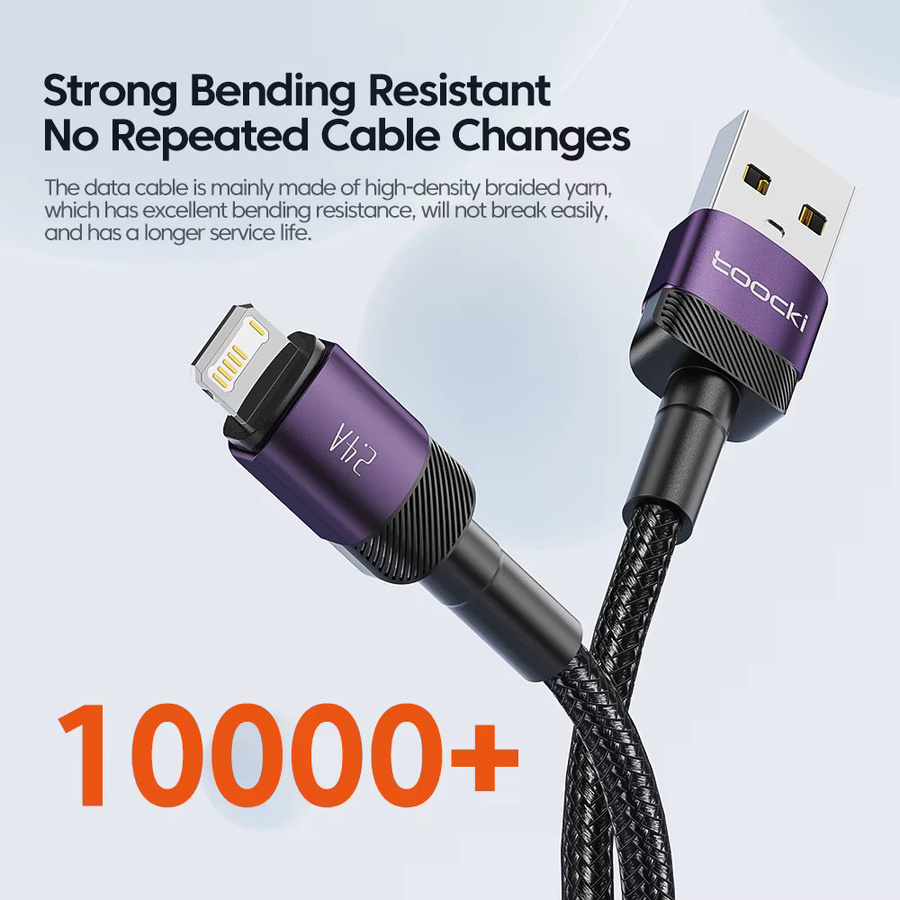 Toocki 2er-Pack USB-A auf Lightning Schnellladekabel für iPhone in Schwarz - Bild 5