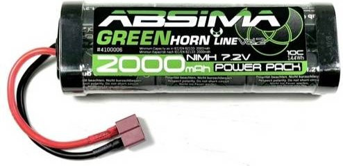 Absima NiMh Modellbau-Akkupack 7.2V 2000 mAh in Schwarz mit T-Stecker und Softcase - Bild 1