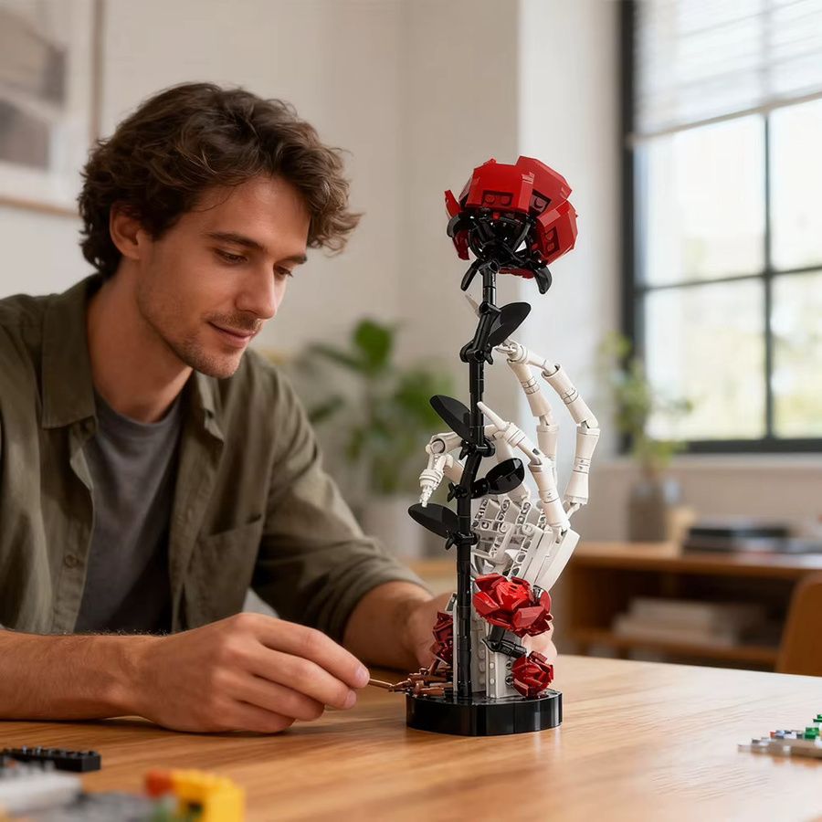 wishiot Skeleton Hand Rose Modell, Bausteine, 357 Teile - Bild 4