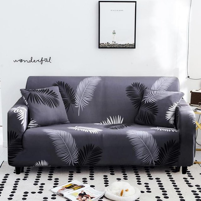 Bestbags Geometrischer Sofabezug in Grau, elastischer Stretch-Bezug für Wohnzimmermöbel, Breite: 90-140 cm - Bild 1