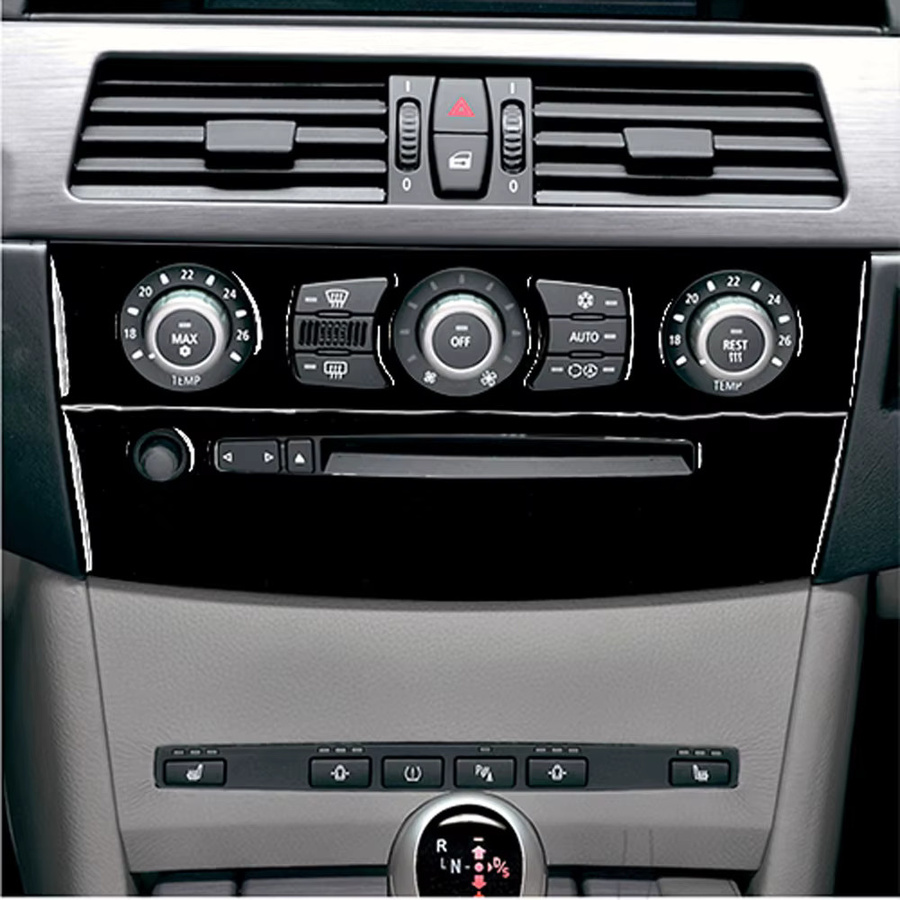 DDJCARBON Klavierlack Verkleidung für BMW 5er E60 2004–2010, AC-Radio und CD-Bedienfeld, Schwarz - Bild 2