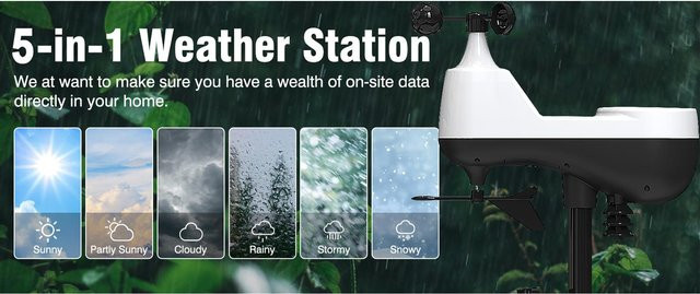 Aimo WLAN Smart Wetterstation mit Außensensor und 7,5 Zoll Farbdisplay, Wettervorhersage und Temperaturanzeige, Weiß, UK Plug - Bild 1