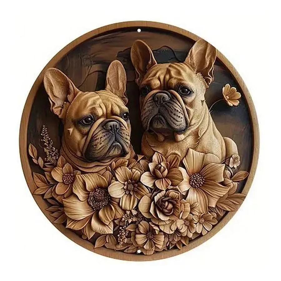 Vintage Blechschild Potdemiel Rund mit floraler Illustration aus Metall, Durchmesser: 20 cm - Bild 2