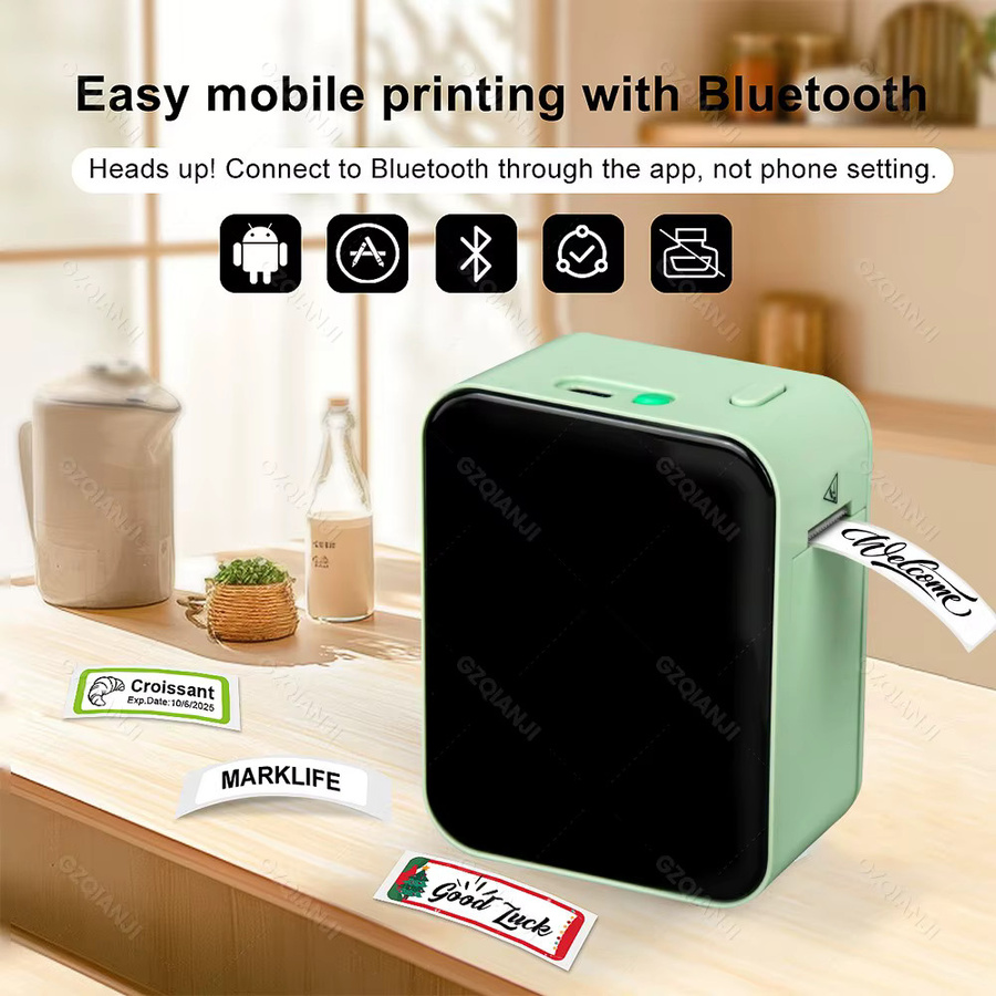 GZQIANJI Mini Smart Thermo-Etikettendrucker P15 D110 Bluetooth Tintenloser Sticker Maker für DIY und Markierungen - Bild 2
