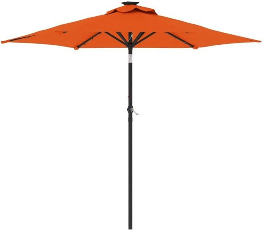 vidaxl Sonnenschirm mit LED und Stahlmast in Orange, B/T/H: 225 x 225 x 212 cm - Bild 1