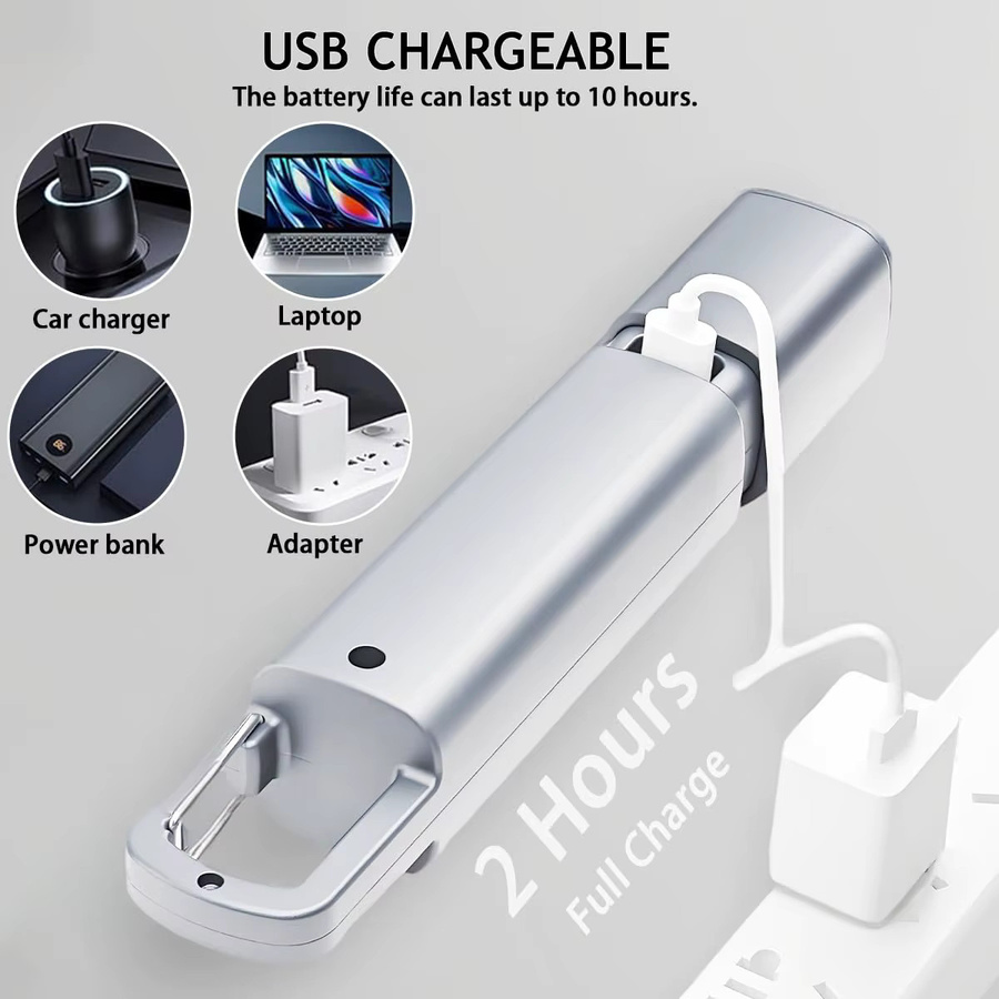 KDULIT USB-aufladbare LED Taschenlampe aus ABS mit COB-Seitenlampe, Teleskop-Fokus und Haken für Outdoor und Camping - Bild 3
