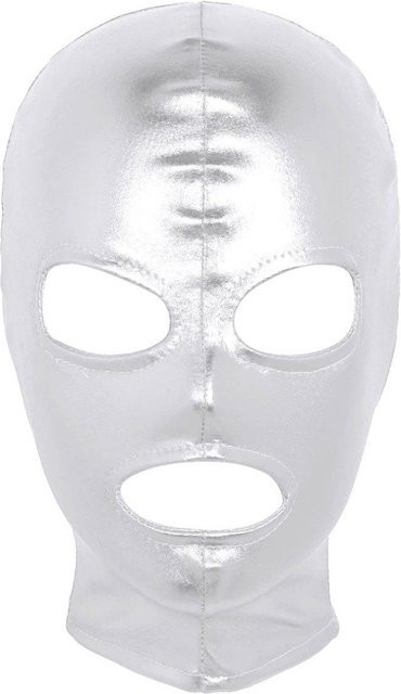 Linjinx Cosplay Gesichtsmaske, Latex, glänzend metallisch, silber - Bild 1