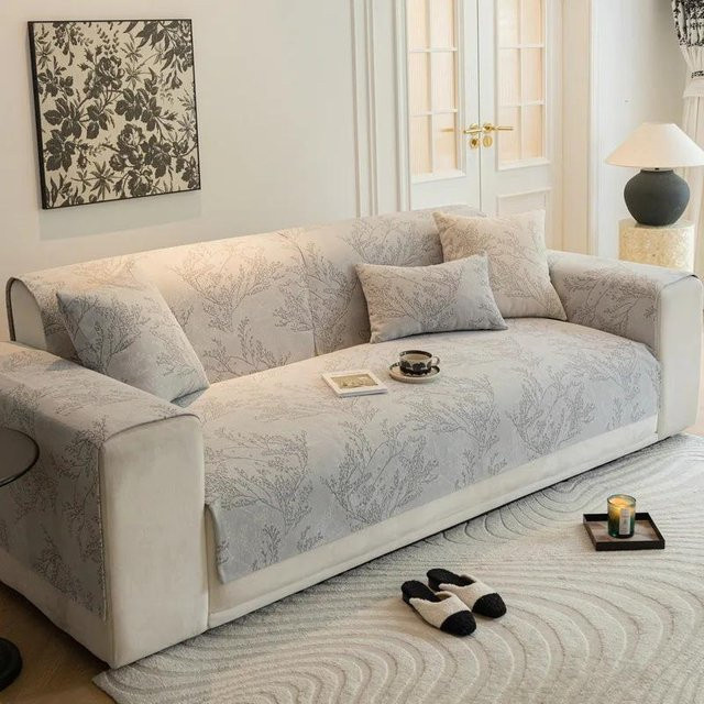 Broken Flower Sofa Kissenbezug aus Polyester in Grau, Modernes Florales Design, B/B: 70 x 70 cm - Bild 1