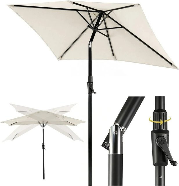 Sekey Rechteck Sonnenschirm in Creme/Beige mit Kurbel und Neigefunktion, UV50+, B: 300 cm, T: 200 cm - Bild 1