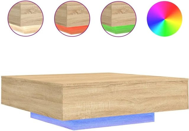vidaXL Couchtisch mit LED-Leuchten in Sonoma-Eiche, modern und quadratisch, B/T/H: 100 x 100 x 31 cm - Bild 1