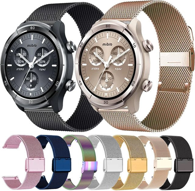 Mibro Uhrenarmband Edelstahl, Milanaise, Silber, 22 mm, Unisex - Bild 1