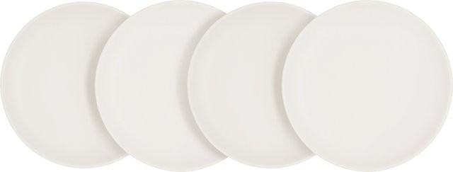 SILVERCREST® Teller- und Schüssel-Set aus Steinzeug, 4-teilig, Weiß, mikrowellen- und spülmaschinenfest - Bild 1