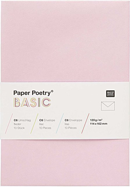 Rico Design Paper Poetry Kuvert Basic C6, 10 Stück, Flieder - Bild 1