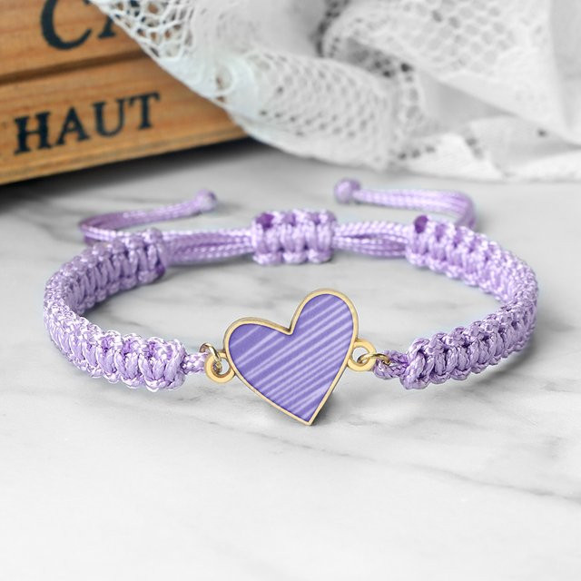 Reliatonny Armband, Herz Anhänger, lila schwarz, Seil, Unisex - Bild 1
