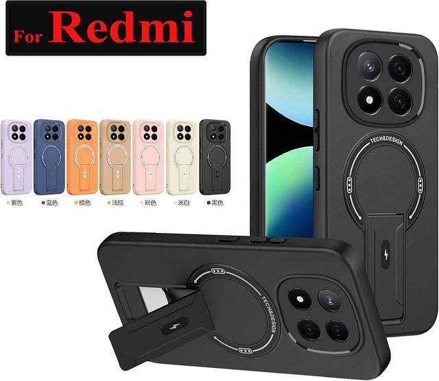 Xiaomi Schutzhülle Matte Rüstung mit Ständer für Redmi Note 13 14 Pro Plus 13C 14C A3 in Orange - Bild 1