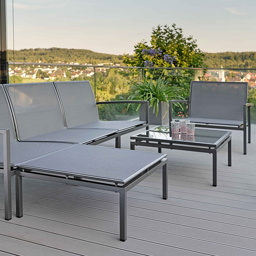 Stern SKELBY Lounge Sessel in Anthrazit mit Textilbezug Karbon und Aluminiumarmlehnen - Bild 3