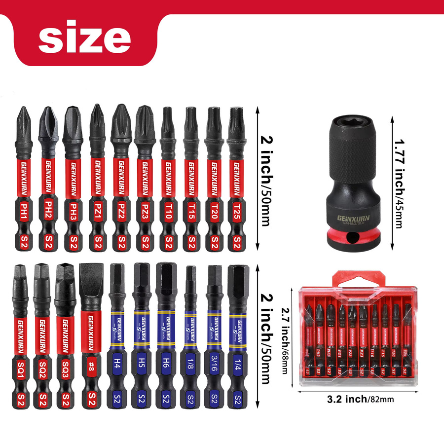 Geinxurn Schlagschrauber-Bithalter Adapter von 3/8 Zoll Vierkantantrieb auf 1/4 Zoll Innensechskant Schnellspanner in Schwarz - Bild 2