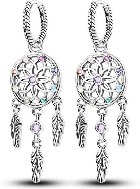 Creolen 925 Silber, Herz Stern Mond Sonne Blume, Zirkon Opal, Damen - Bild 1