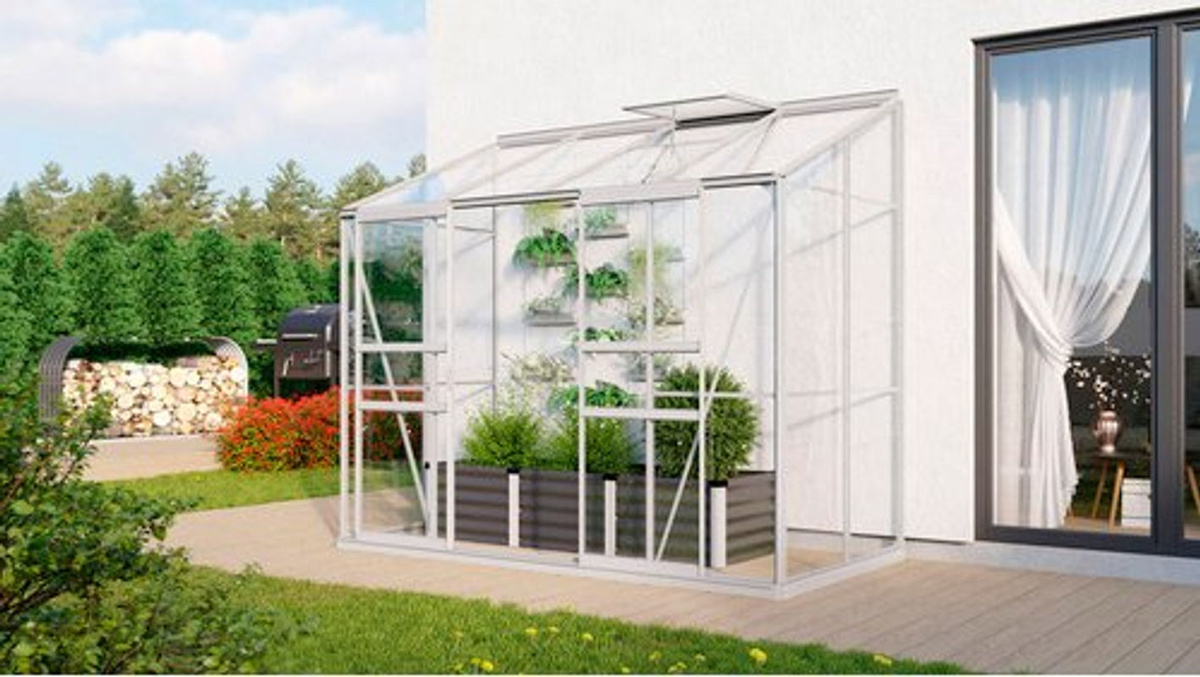 Vitavia Anlehngewächshaus Styx 3300 in Silber mit Polycarbonat-Verglasung und Aluminiumrahmen, B/H/T: 25,5 x 222 x 131,5 cm - Bild 3