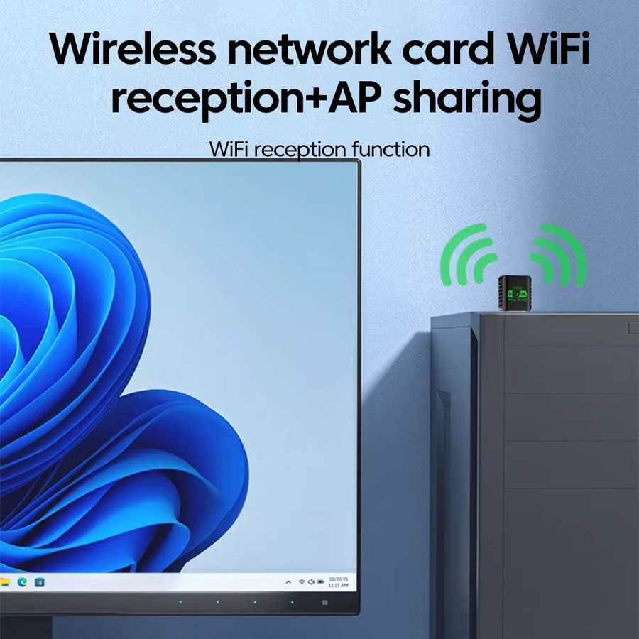 kebidumei 2in1 USB WiFi 6 und Bluetooth 5.4 Adapter Dual Band 2,4G/5GHz WLAN Empfänger Schwarz - Bild 3