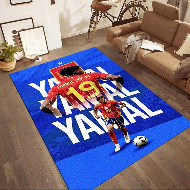 LivSpaceVibe Quadratischer Teppich Yamal Kicks The Ball in Blau, B/T: 100 x 120 cm - Bild 1