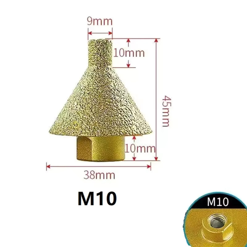 GHTYONG Diamant Anfasen Bit M10 Gewinde zum Abschrägen und Reiben von Porzellan, Fliesen und Marmor in Gold - Bild 5