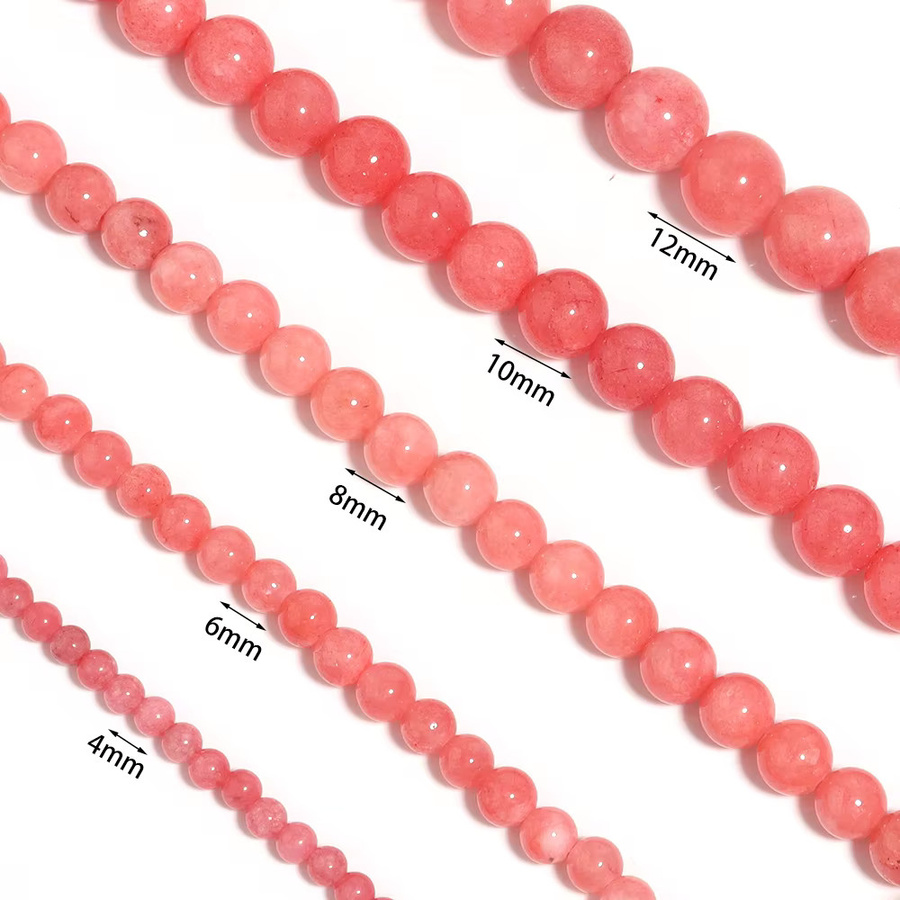 louleur Perlenstrang, rosa Chalcedon, rund, Unisex - Bild 2