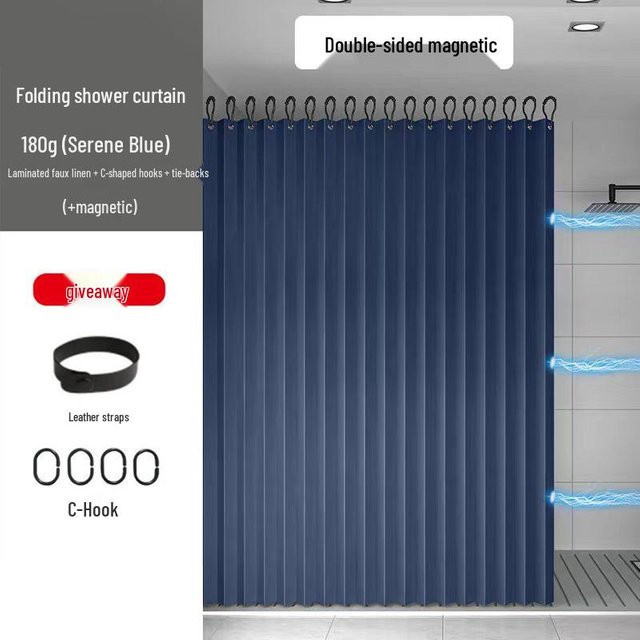 the BAY Duschvorhang-Set blau, wasserdicht und schimmelresistent, B: 120 cm, H: 200 cm - Bild 1