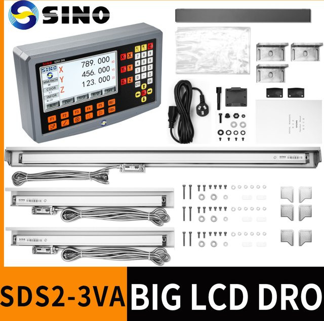 SINO SDS2-3VA Digitales Anzeigekit mit KA35-Glas-Linearskala-Encodern für 2-Achsen- und 3-Achsen-DRO an Drehmaschinen, Schleifmaschinen und Fräsmaschinen - Bild 1