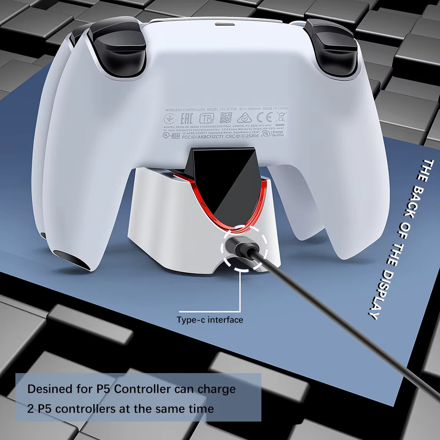 VAORLO Duales Schnellladegerät für PS5-Controller mit LED-Anzeige in Weiß - Bild 5