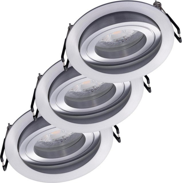 Oktaplex 3er Set Lyon LED Einbaustrahler aus Aluminium, schwenkbar, rund, Silber, Warmweiß 2700K, 4,8W - Bild 1