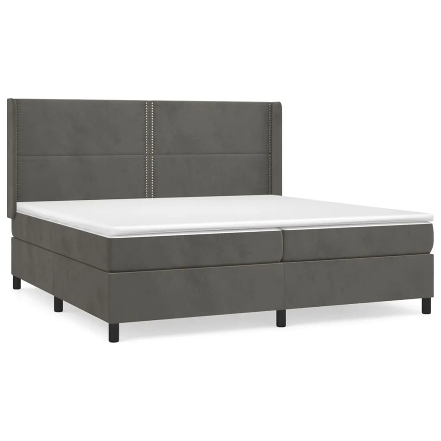 vidaXL Boxspringbett mit Matratze Dunkelgrau Samt B/T/H: 200 x 200 x 203 cm - Bild 2